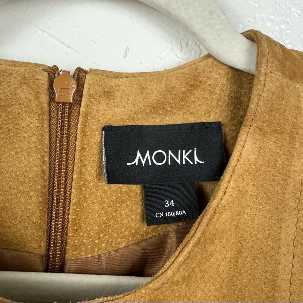 Monki Real Leather Suede Skater Dress Size EU 34 XS - Picture 9 of 9